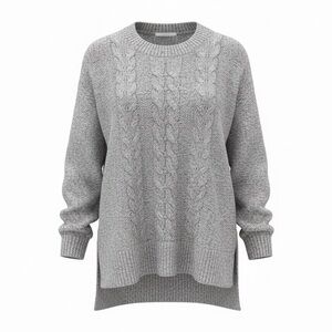 Michael Stars Chunky Cable Knit Turtleneck – Heather Gray, Size S, Cozy Sweater